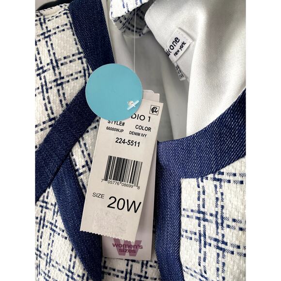 Studio One New YorkJacket Blue and Cream NWT Size 20W - Picture 8 of 8